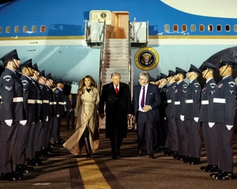 US President Trump Arrives in UK for Unprecedented Repeat State Visit As Demonstrations Gather in Windsor